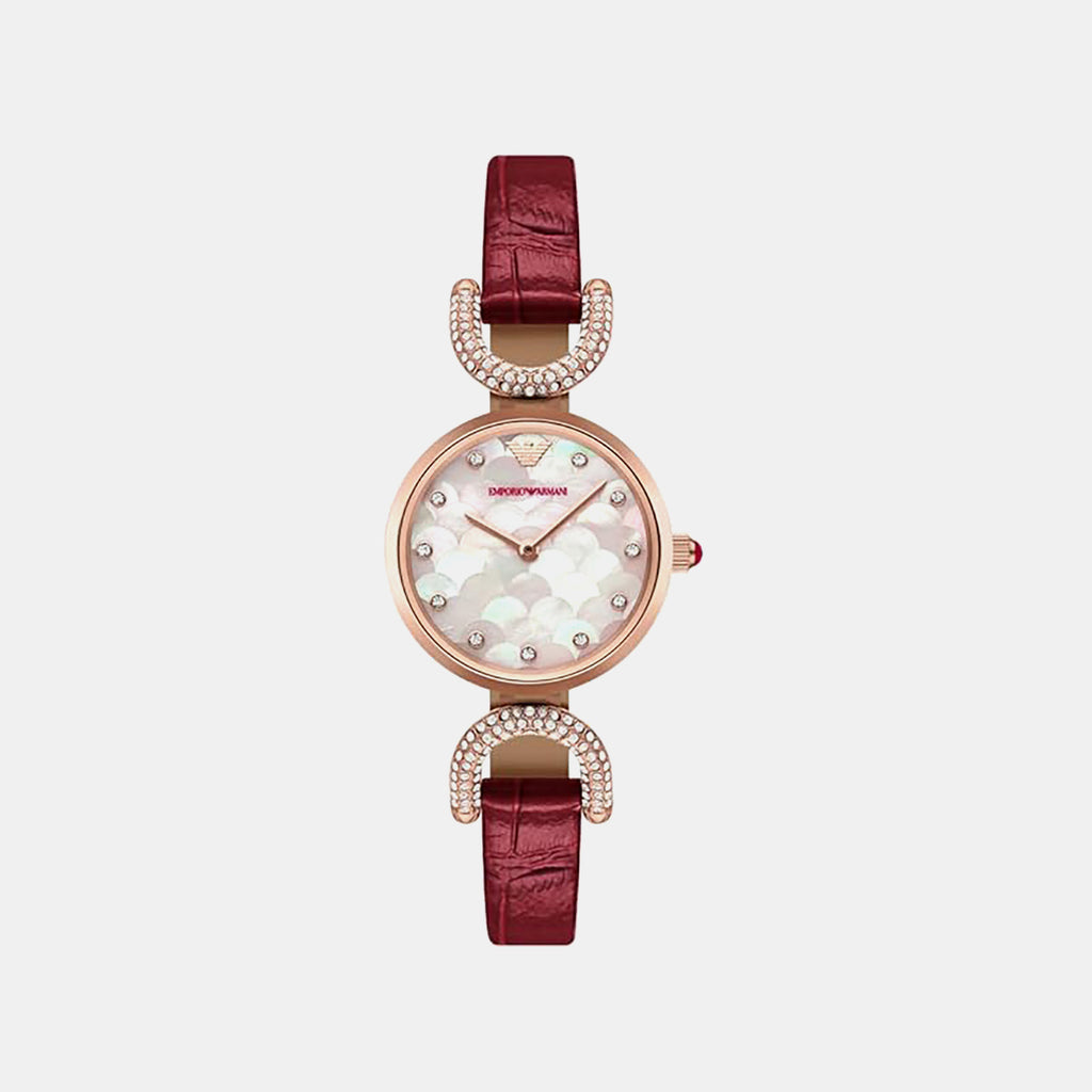Women Quartz Mother Of Pearl Dial Analog Leather Watch AR11737