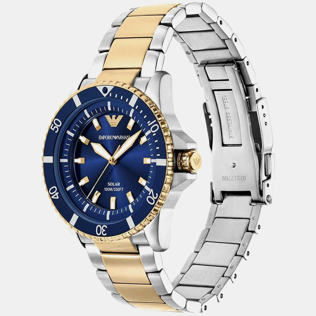 Men Solar Blue Dial Analog Metal Watch AR11738