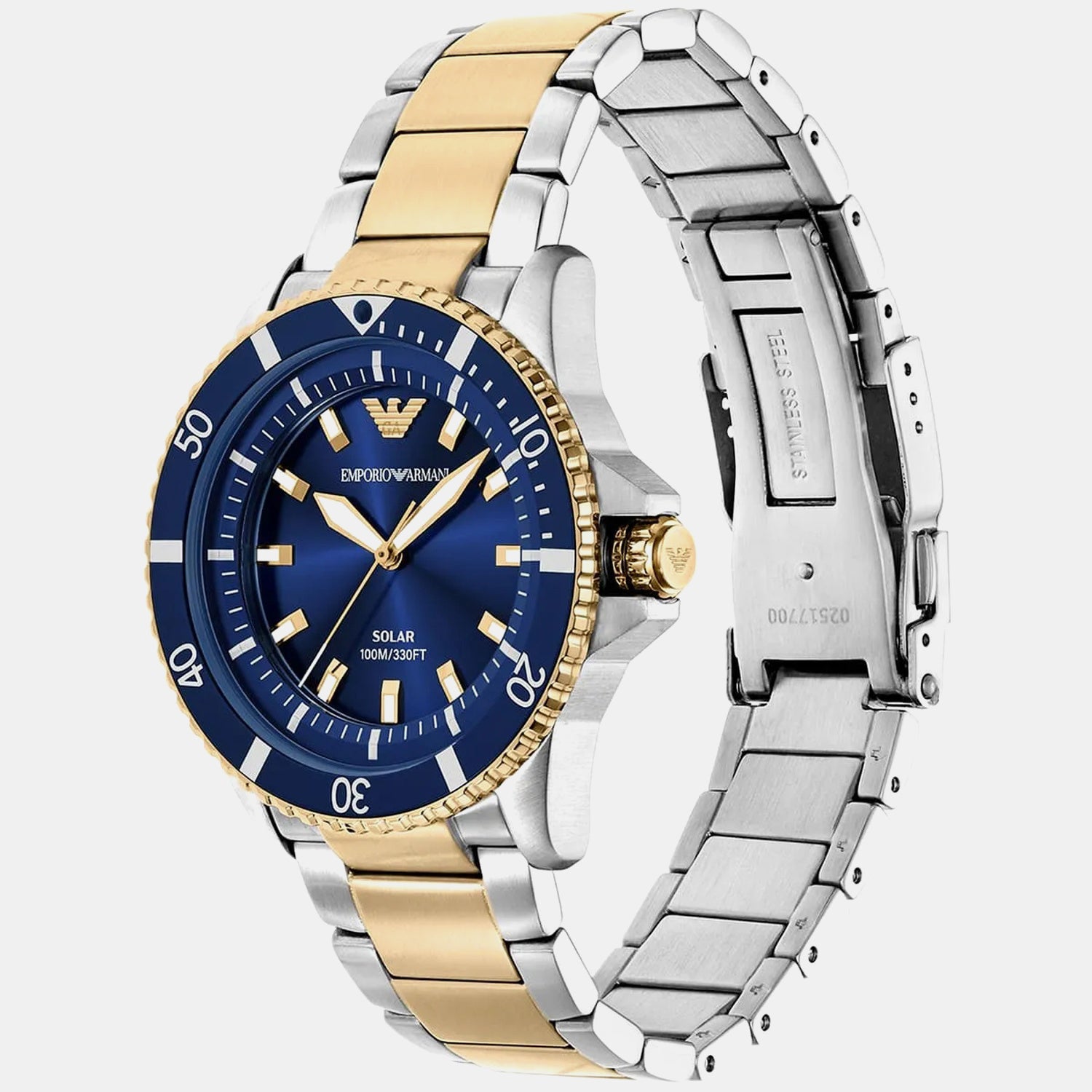 Men Solar Blue Dial Analog Metal Watch AR11738