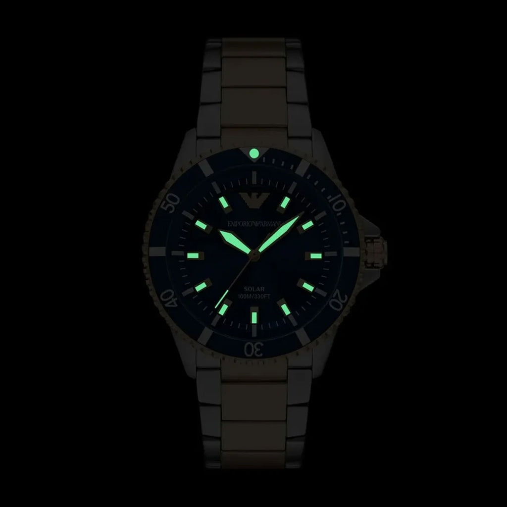 Men Solar Blue Dial Analog Metal Watch AR11738