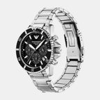 Men Solar Black Dial Chronograph Stainless Steel Watch AR11739