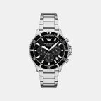 Men Solar Black Dial Chronograph Stainless Steel Watch AR11739