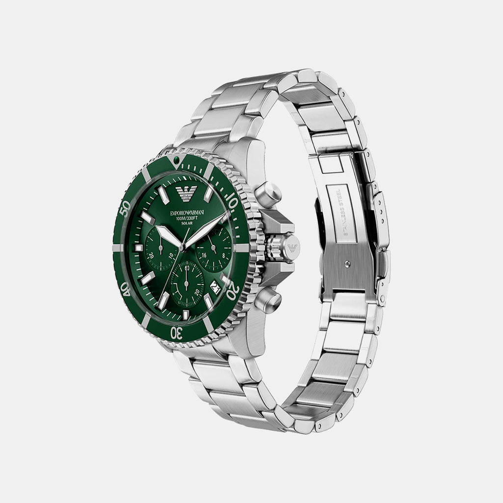 Men Quartz Green Dial Analog Stainless Steel Watch AR11741