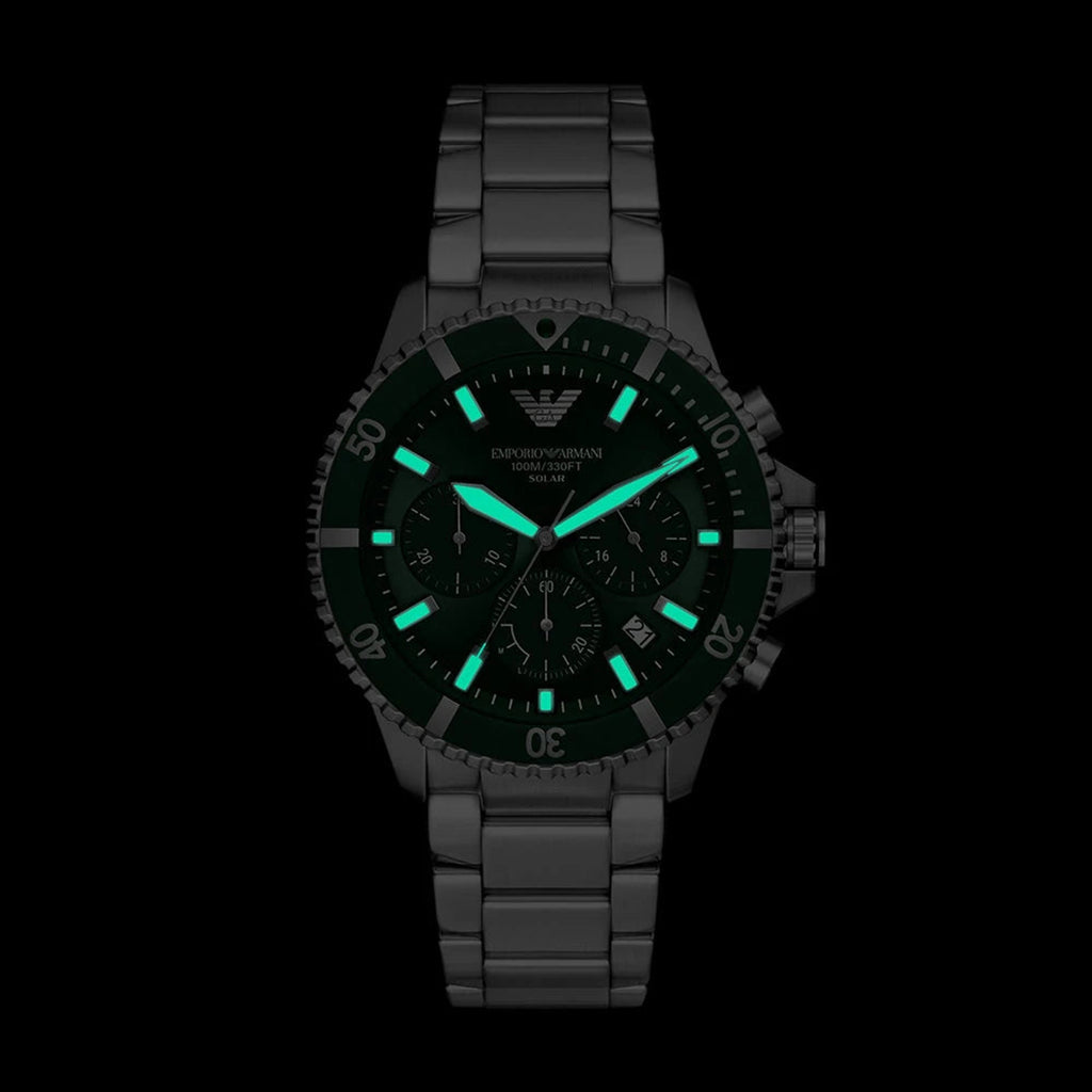 Men Quartz Green Dial Analog Stainless Steel Watch AR11741