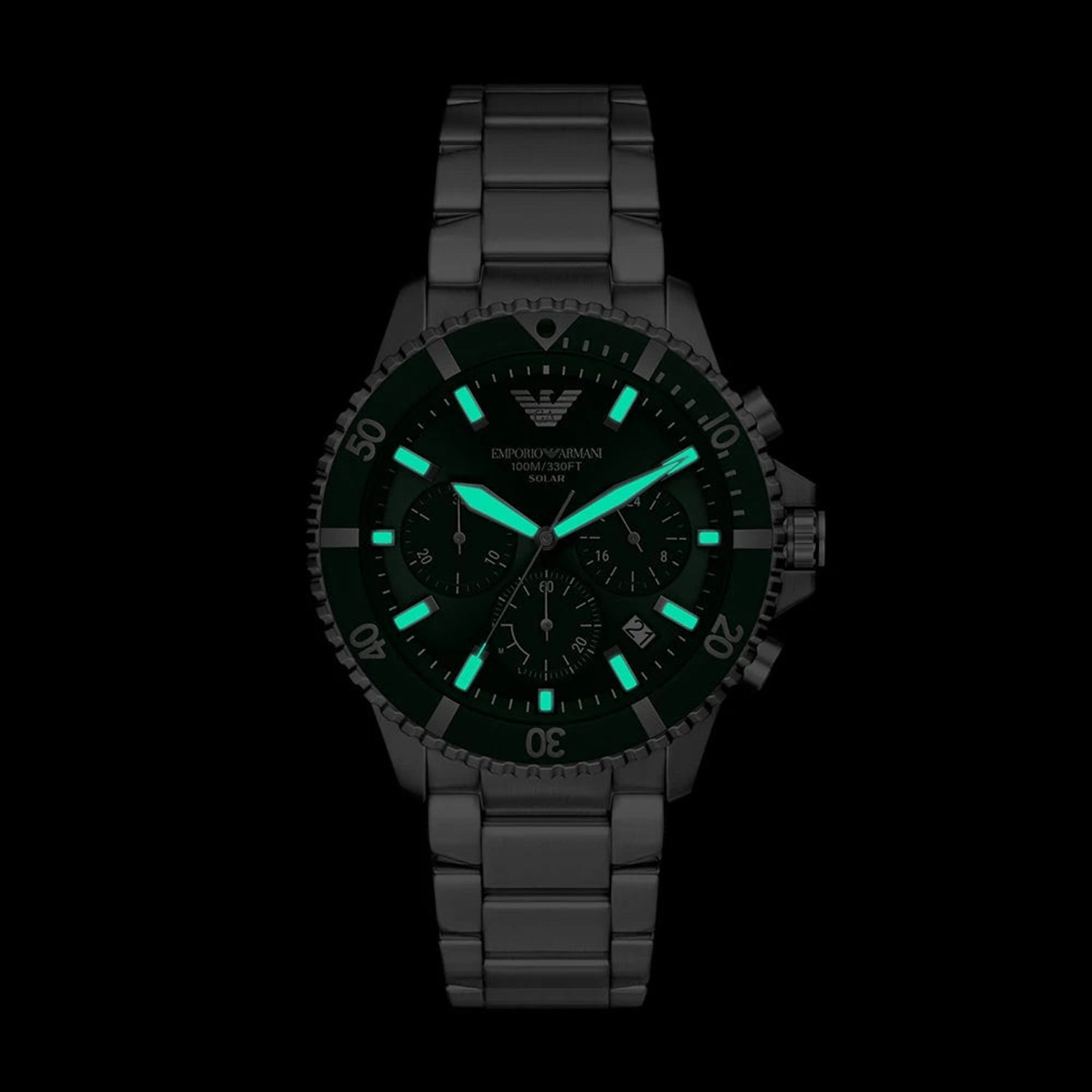 Men Quartz Green Dial Analog Stainless Steel Watch AR11741