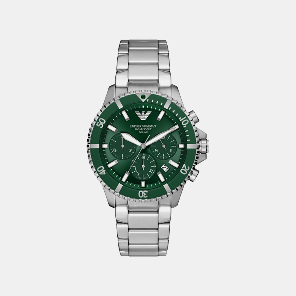 Men Quartz Green Dial Analog Stainless Steel Watch AR11741