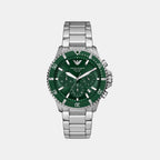Men Quartz Green Dial Analog Stainless Steel Watch AR11741