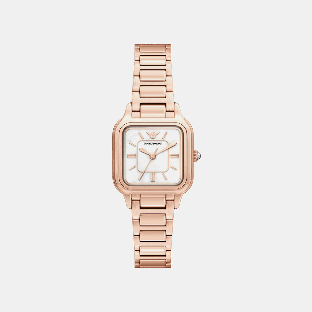 Women Quartz Cream Dial Analog Stainless Steel Watch AR11743
