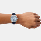 Men Quartz Blue Dial Chronograph Leather Watch AR11747