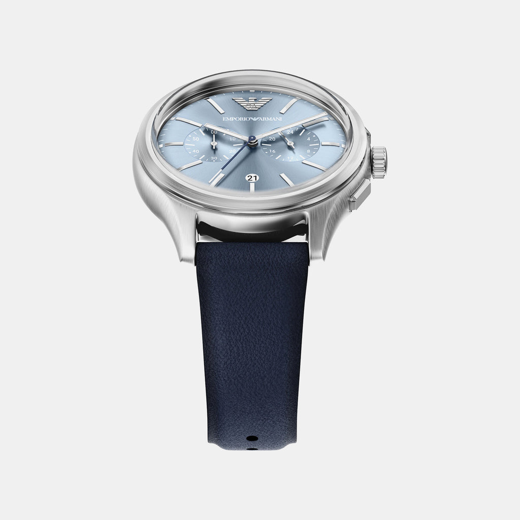 Men Quartz Blue Dial Chronograph Leather Watch AR11747