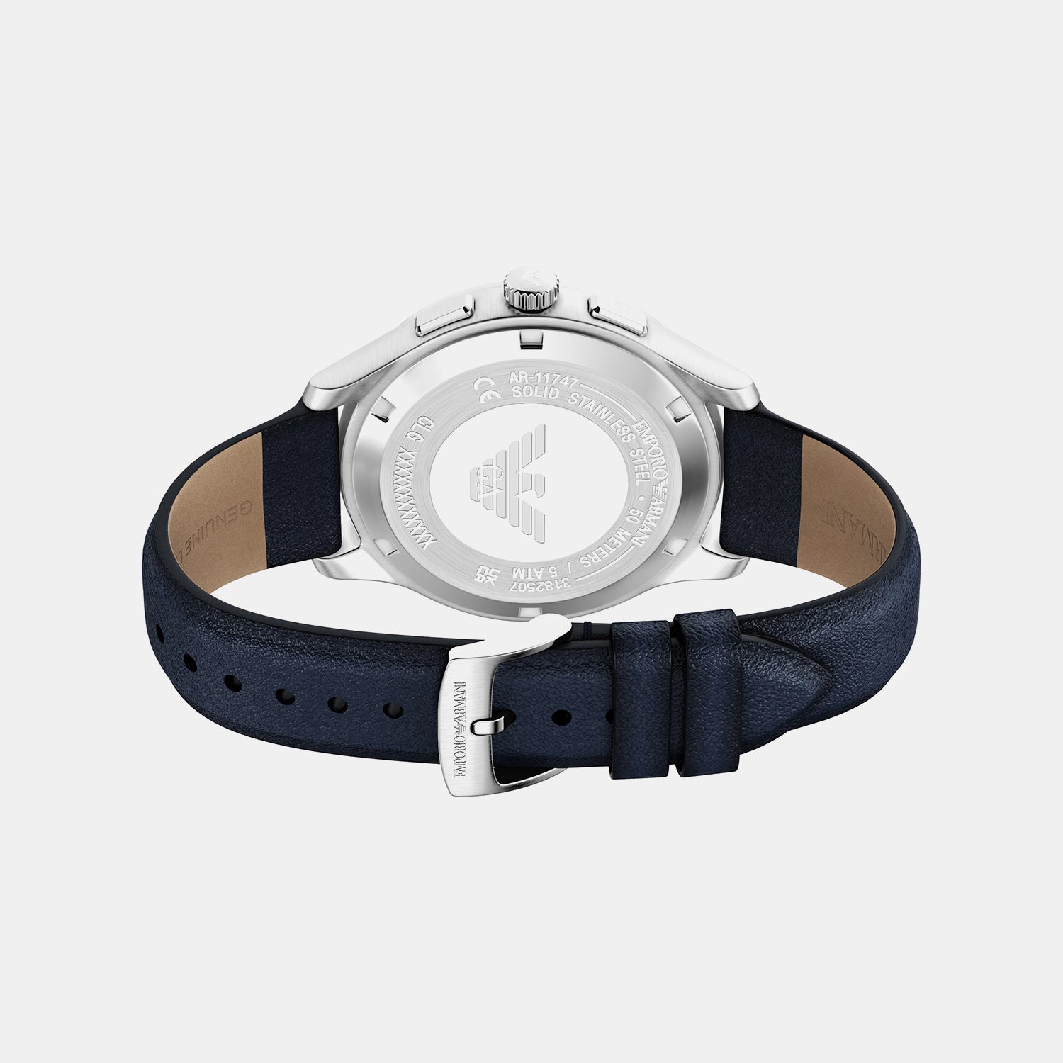 Men Quartz Blue Dial Chronograph Leather Watch AR11747