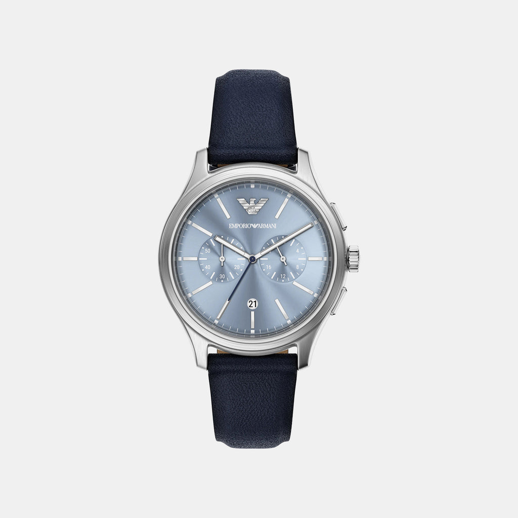 Men Quartz Blue Dial Chronograph Leather Watch AR11747