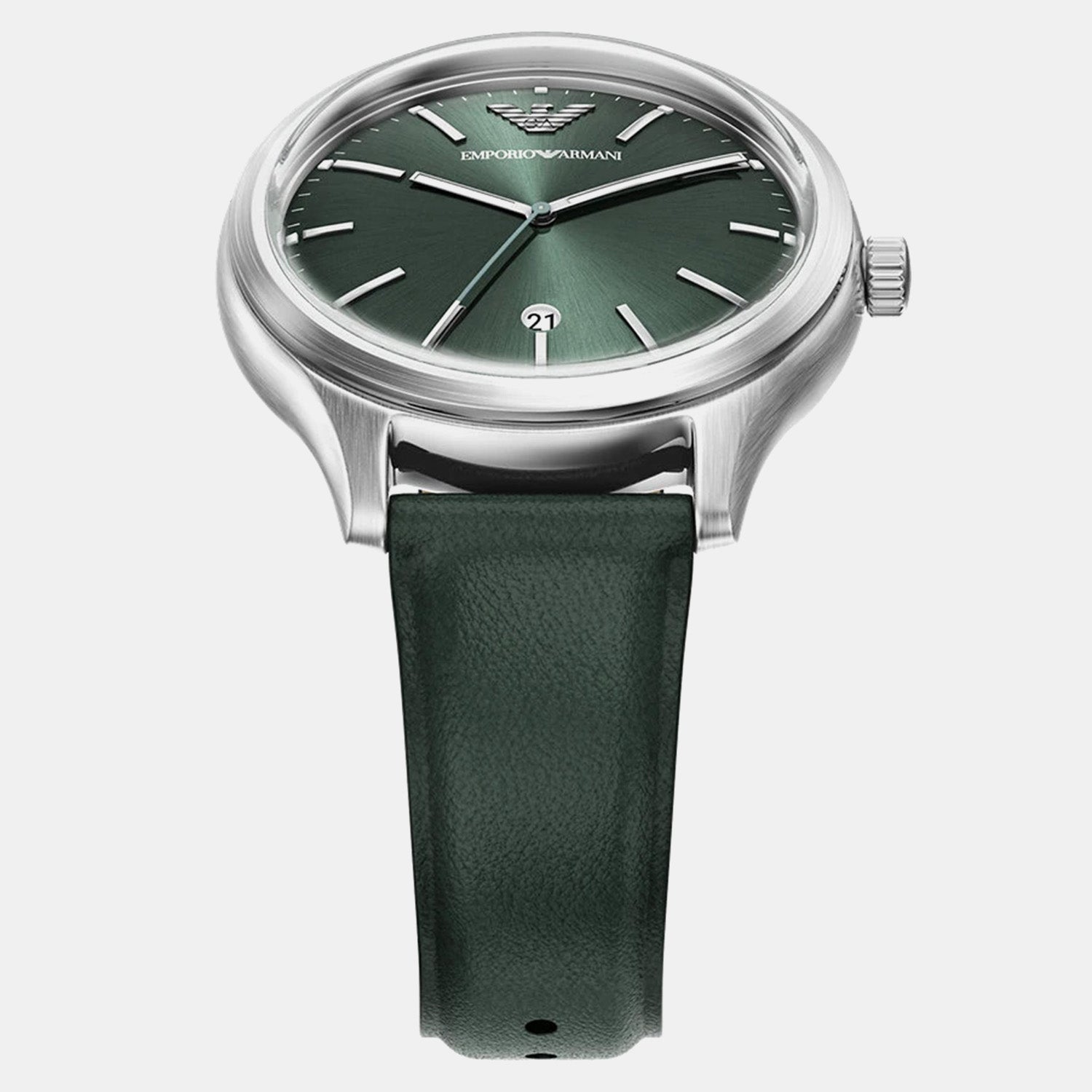 Men Quartz Green Dial Analog Leather Watch AR11749