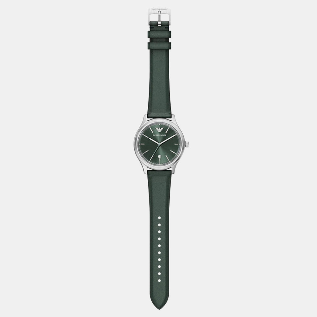 Men Quartz Green Dial Analog Leather Watch AR11749