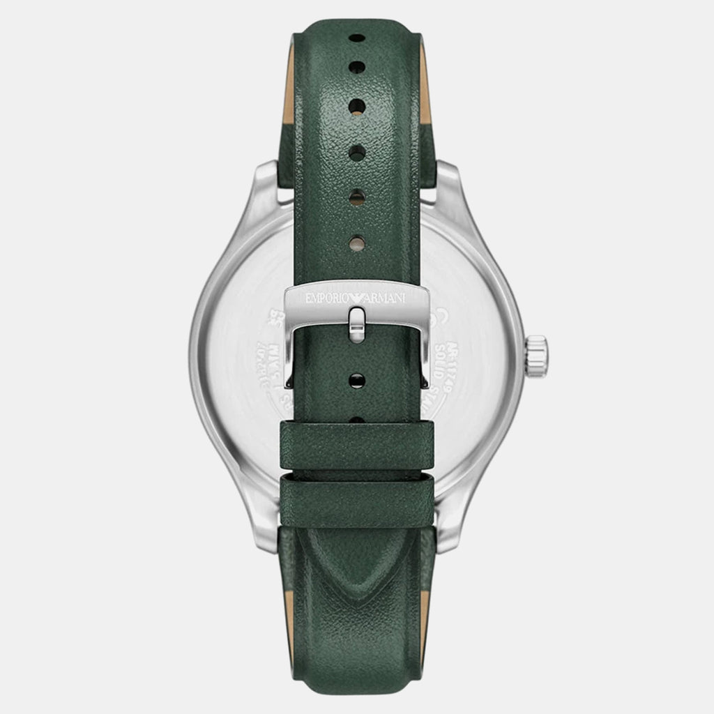 Men Quartz Green Dial Analog Leather Watch AR11749