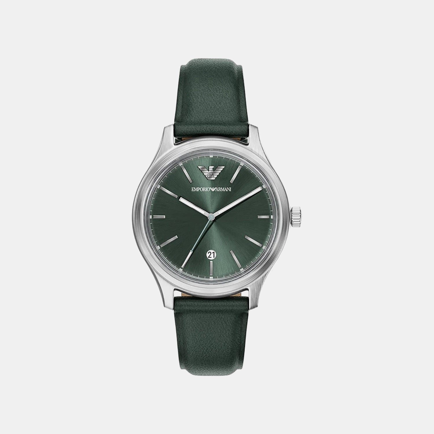 Men Quartz Green Dial Analog Leather Watch AR11749