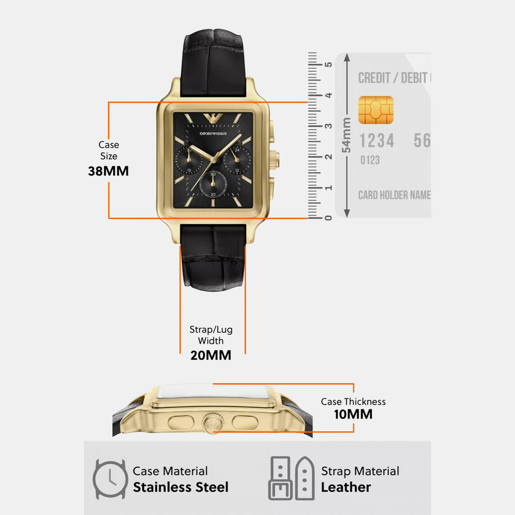 Men Quartz Black Dial Analog Leather Watch AR11753