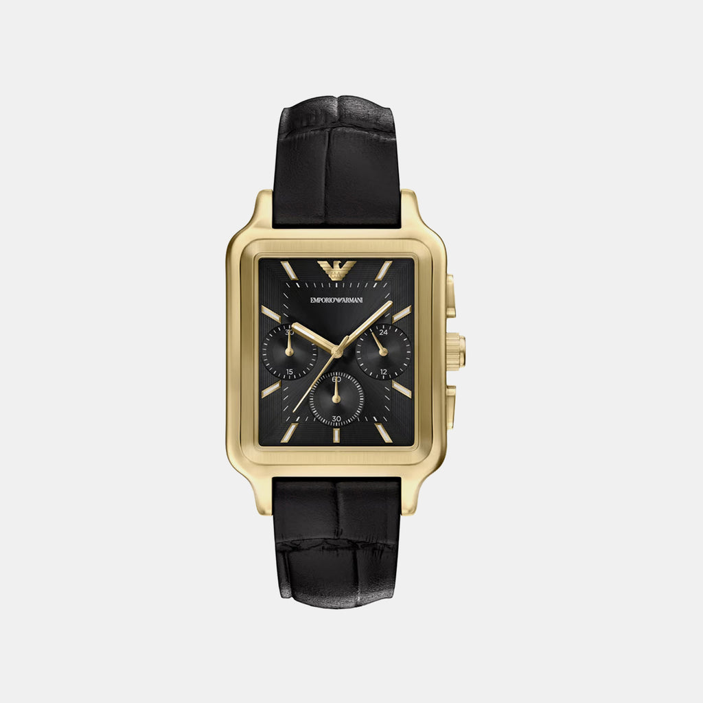Men Quartz Black Dial Analog Leather Watch AR11753