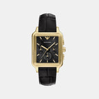 Men Quartz Black Dial Analog Leather Watch AR11753