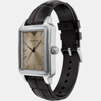 Men Quartz Beige Dial Analog Leather Watch AR11756