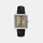 Men Quartz Beige Dial Analog Leather Watch AR11756