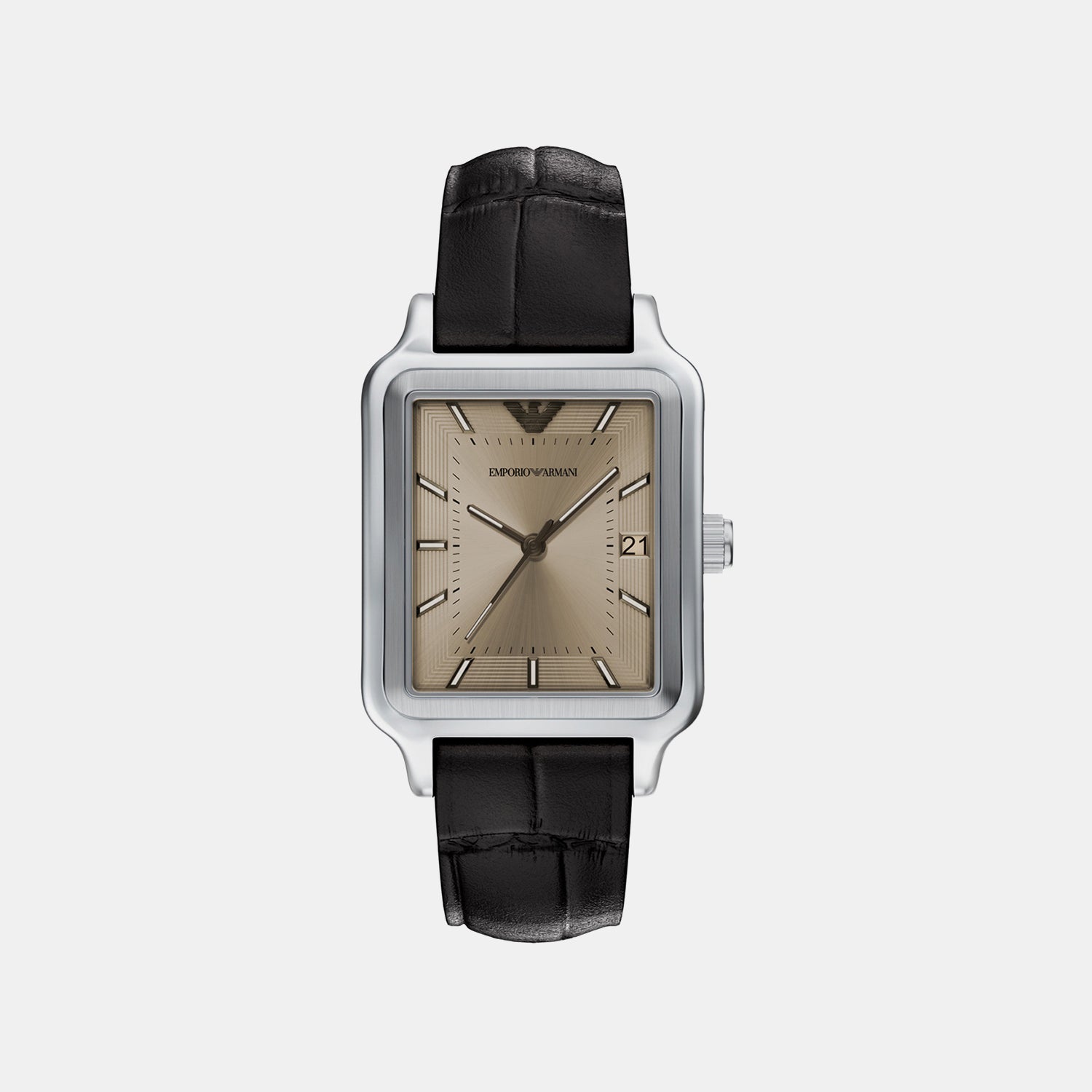 Men Quartz Beige Dial Analog Leather Watch AR11756