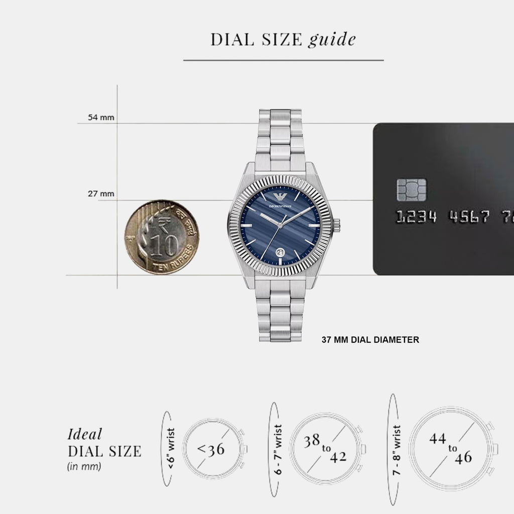 Unisex Quartz Blue Dial Analog Stainless Steel Watch AR11758