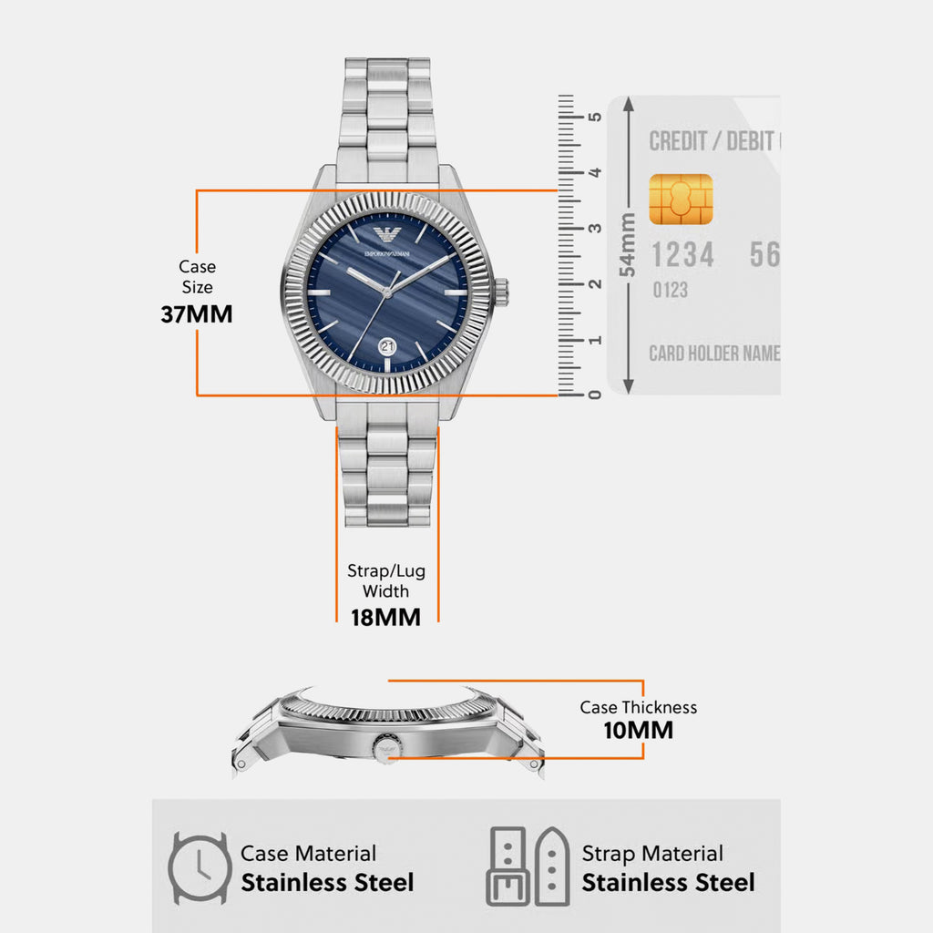 Unisex Quartz Blue Dial Analog Stainless Steel Watch AR11758
