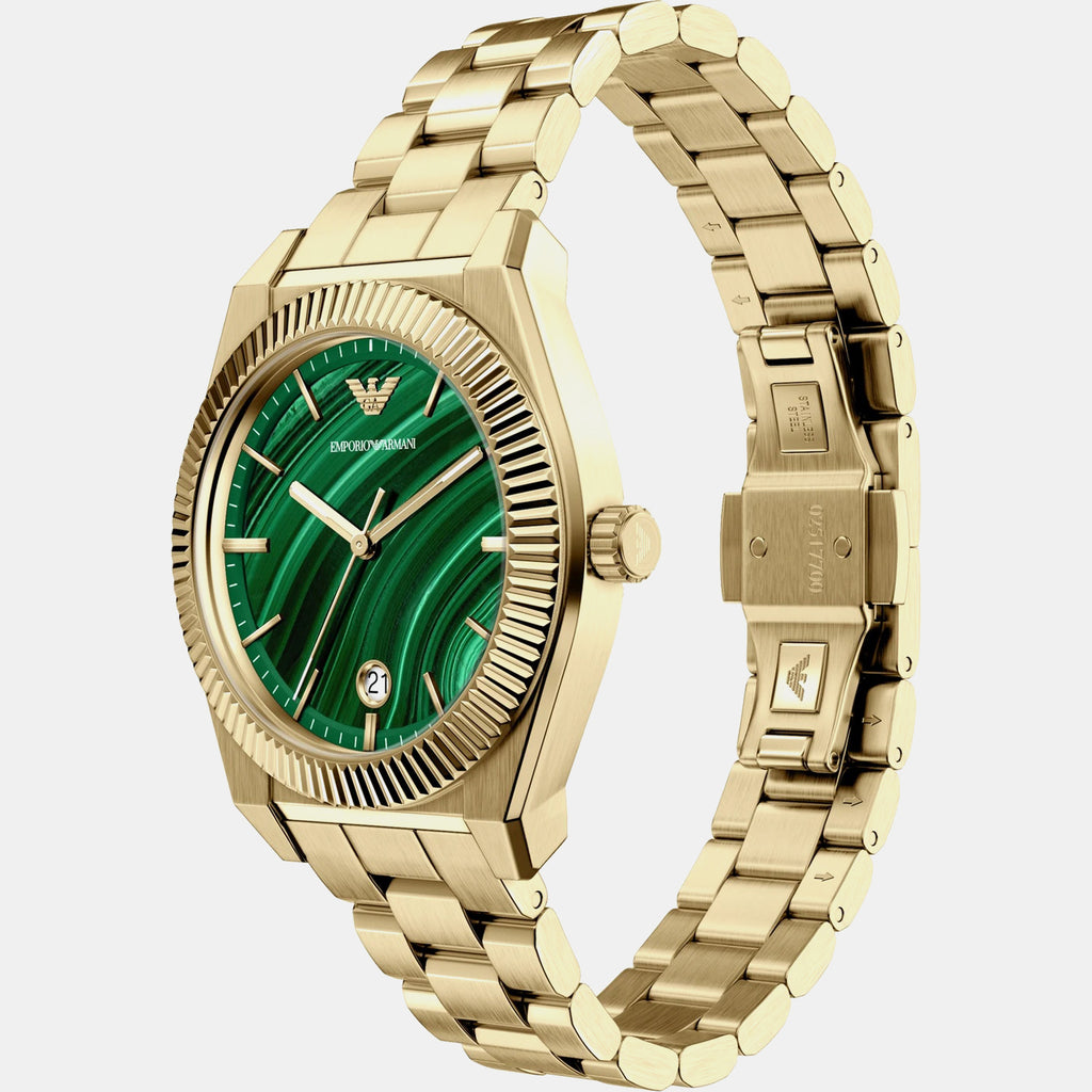 Unisex Quartz Green Dial Analog Stainless Steel Watch AR11759