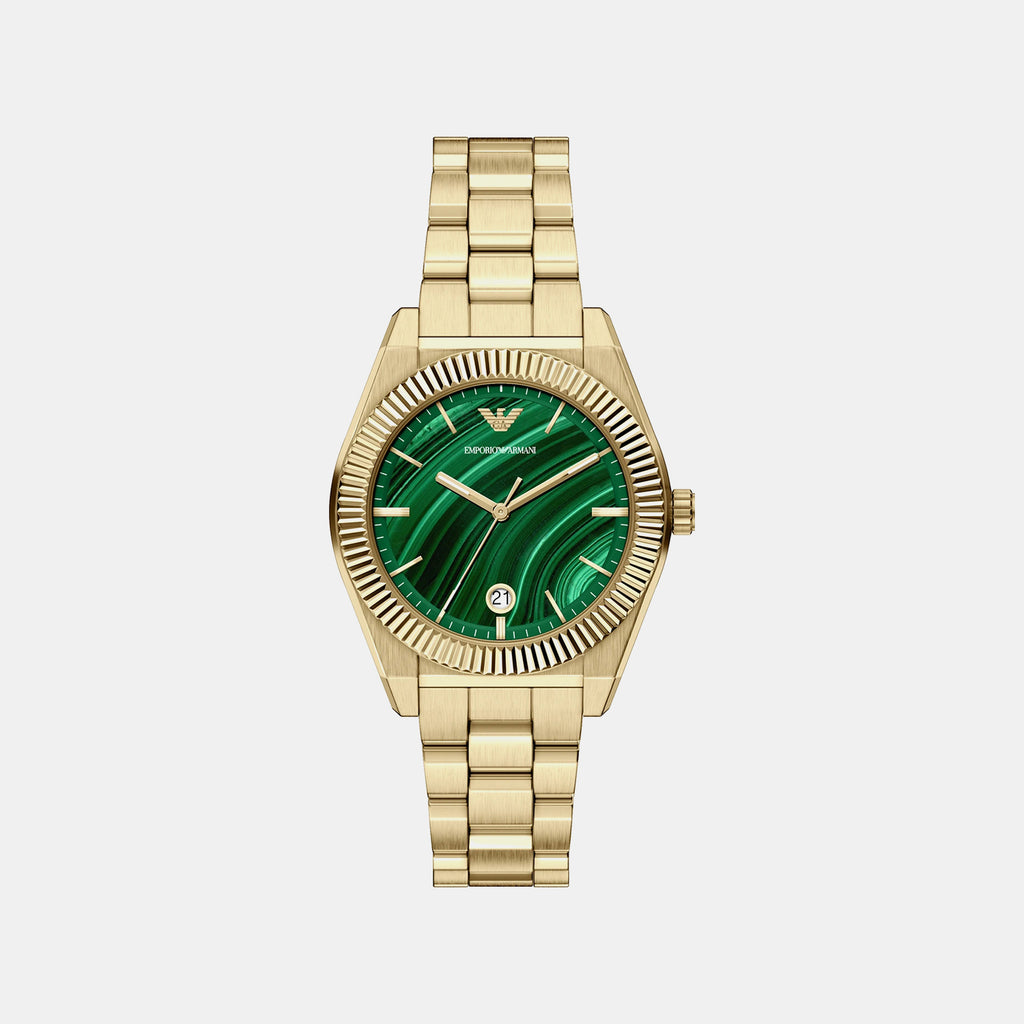 Unisex Quartz Green Dial Analog Stainless Steel Watch AR11759