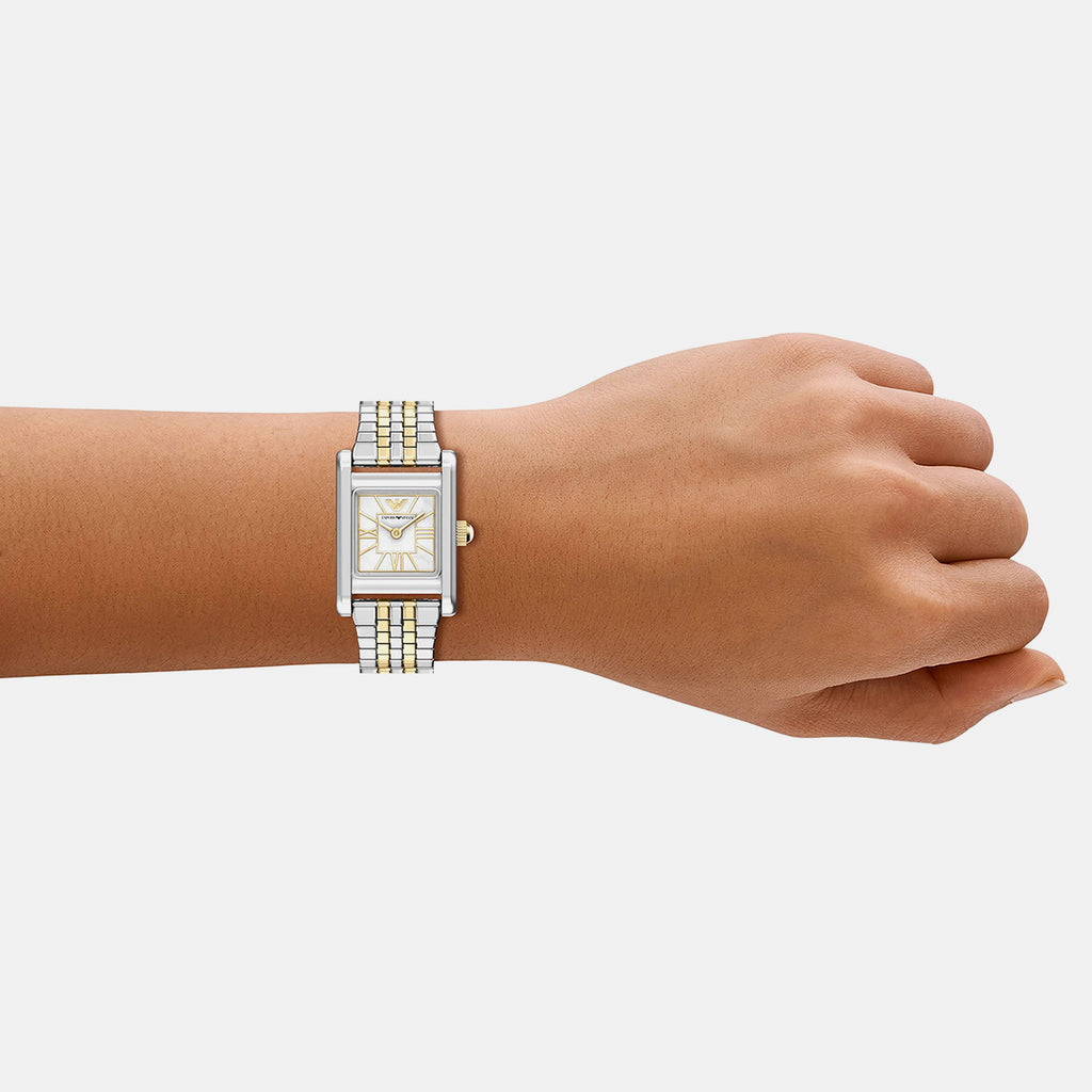 Women Quartz White Dial Analog Stainless Steel Watch AR11763