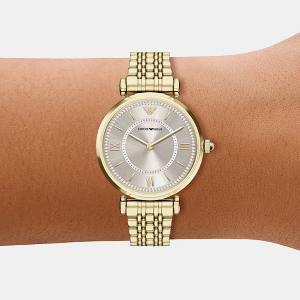 Women Quartz Silver Dial Analog Stainless Steel Watch AR11766