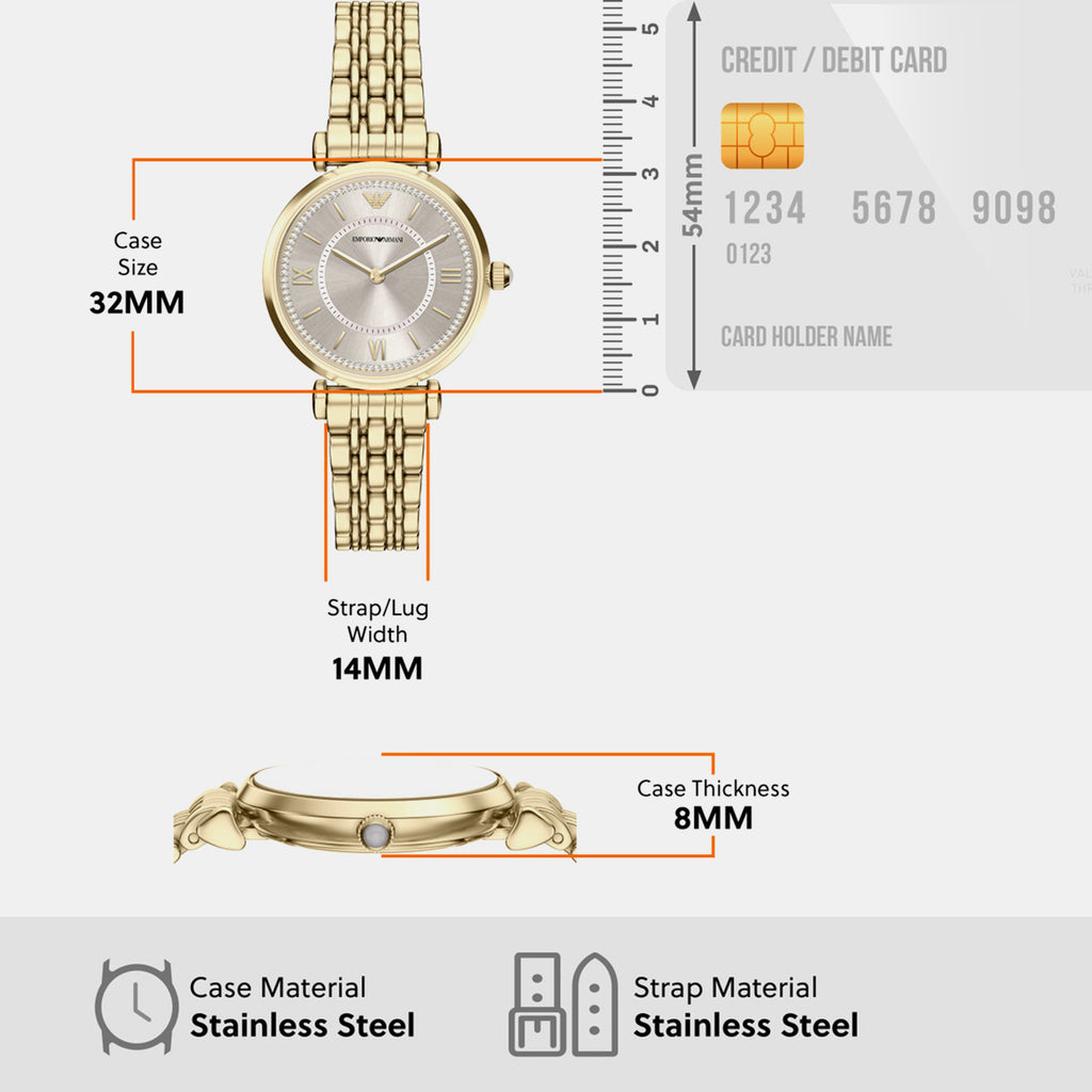 Women Quartz Silver Dial Analog Stainless Steel Watch AR11766