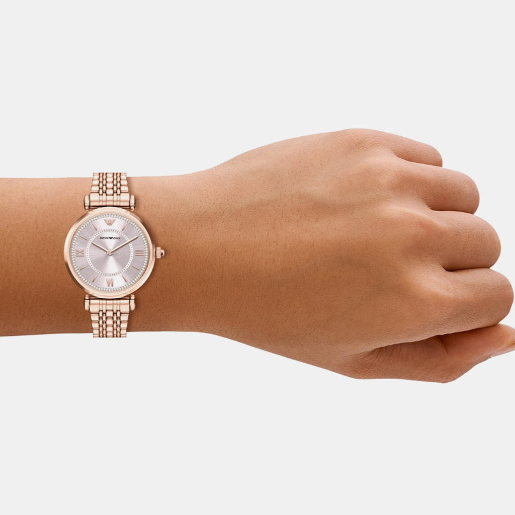 Women Quartz Pink Dial Analog Stainless Steel Watch AR11767