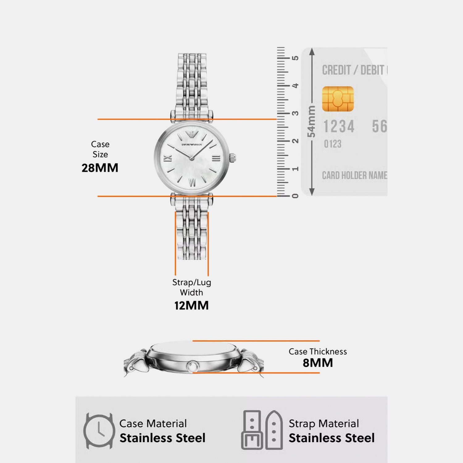 Women Quartz Mother Of Pearl Dial Analog Stainless Steel Watch AR11768