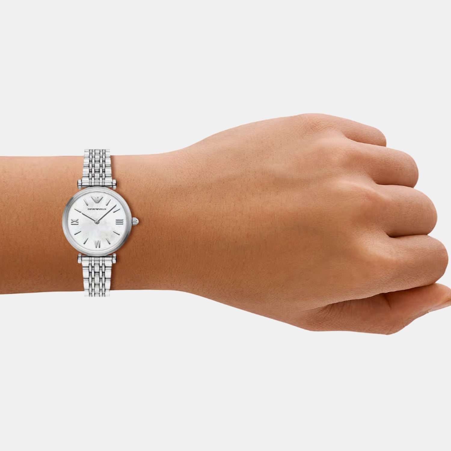 Women Quartz Mother Of Pearl Dial Analog Stainless Steel Watch AR11768