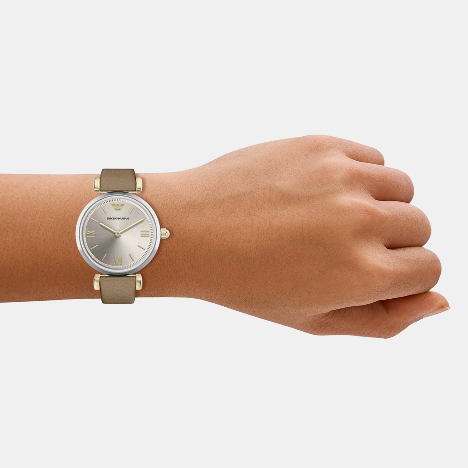 Women Quartz Silver Dial Analog Leather Watch AR11770