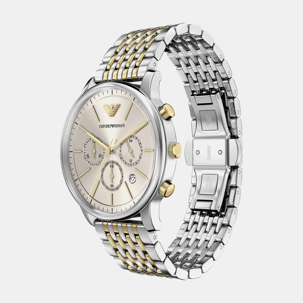 Men Quartz Cream Dial Chronograph Stainless Steel Watch AR11773