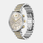 Men Quartz Cream Dial Chronograph Stainless Steel Watch AR11773