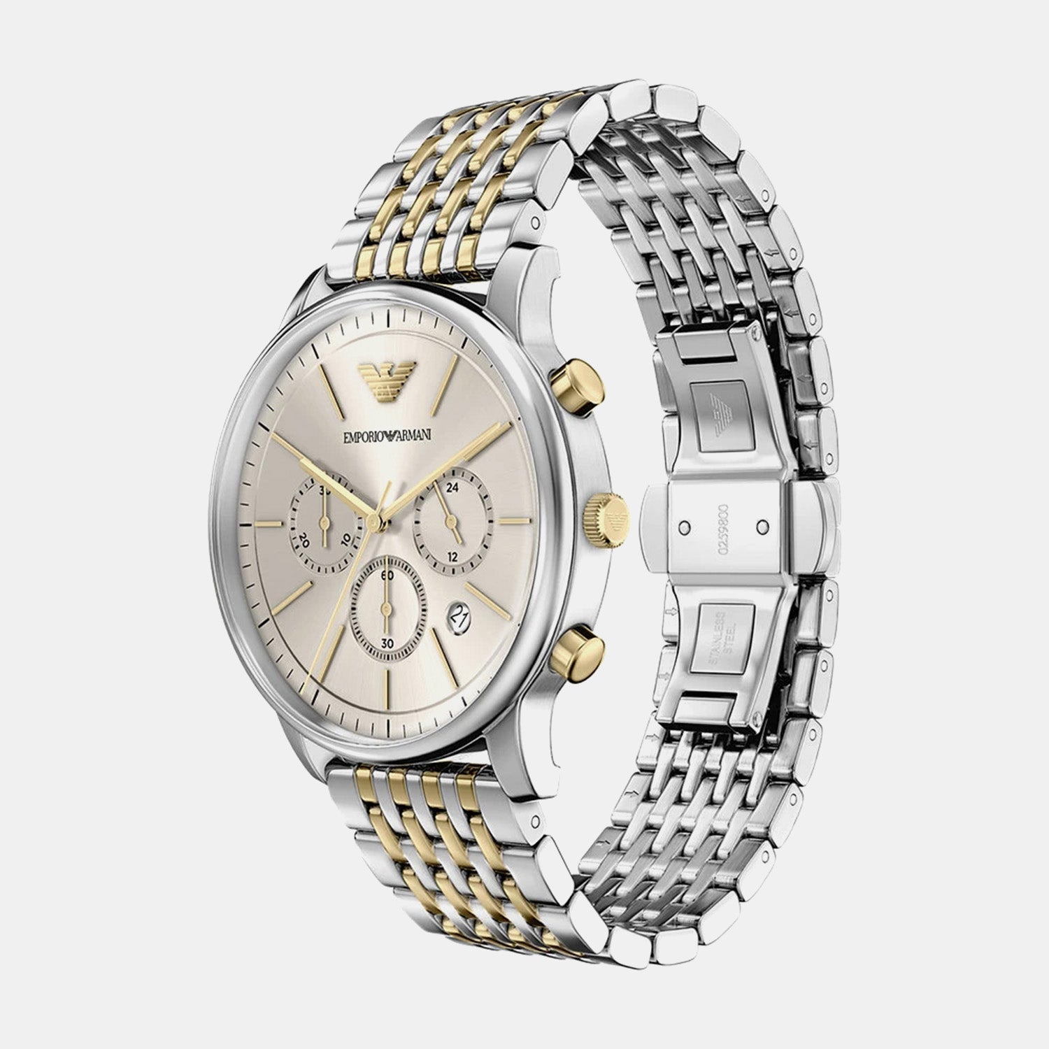 Men Quartz Cream Dial Chronograph Stainless Steel Watch AR11773