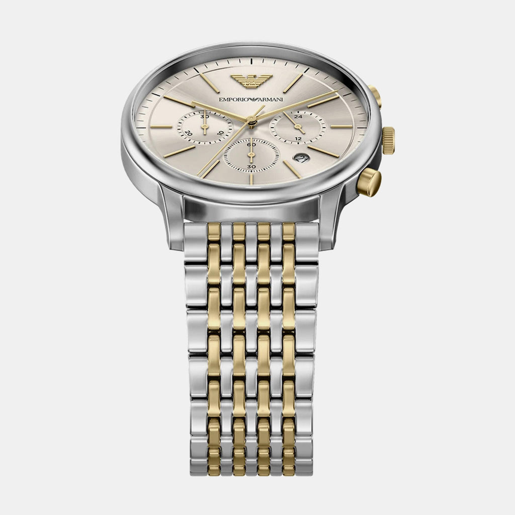 Men Quartz Cream Dial Chronograph Stainless Steel Watch AR11773