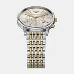 Men Quartz Cream Dial Chronograph Stainless Steel Watch AR11773