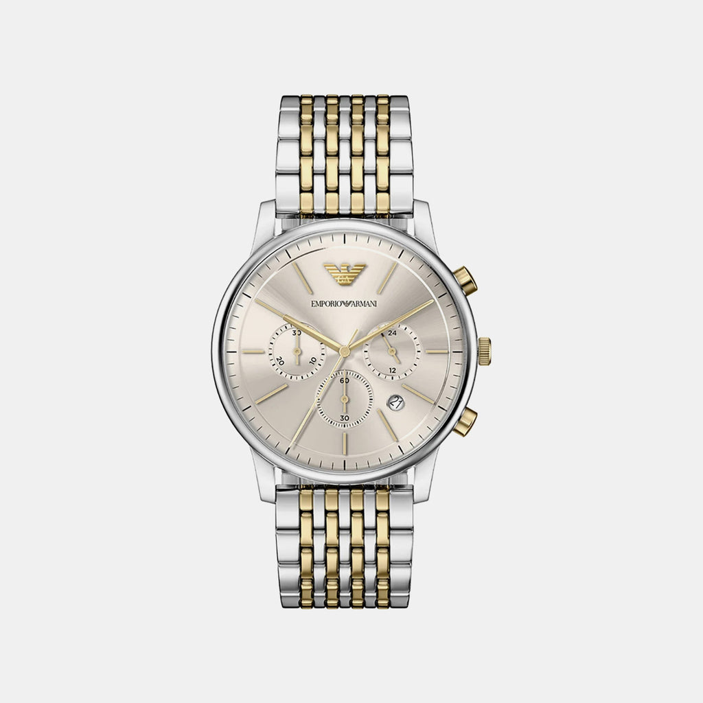 Men Quartz Cream Dial Chronograph Stainless Steel Watch AR11773