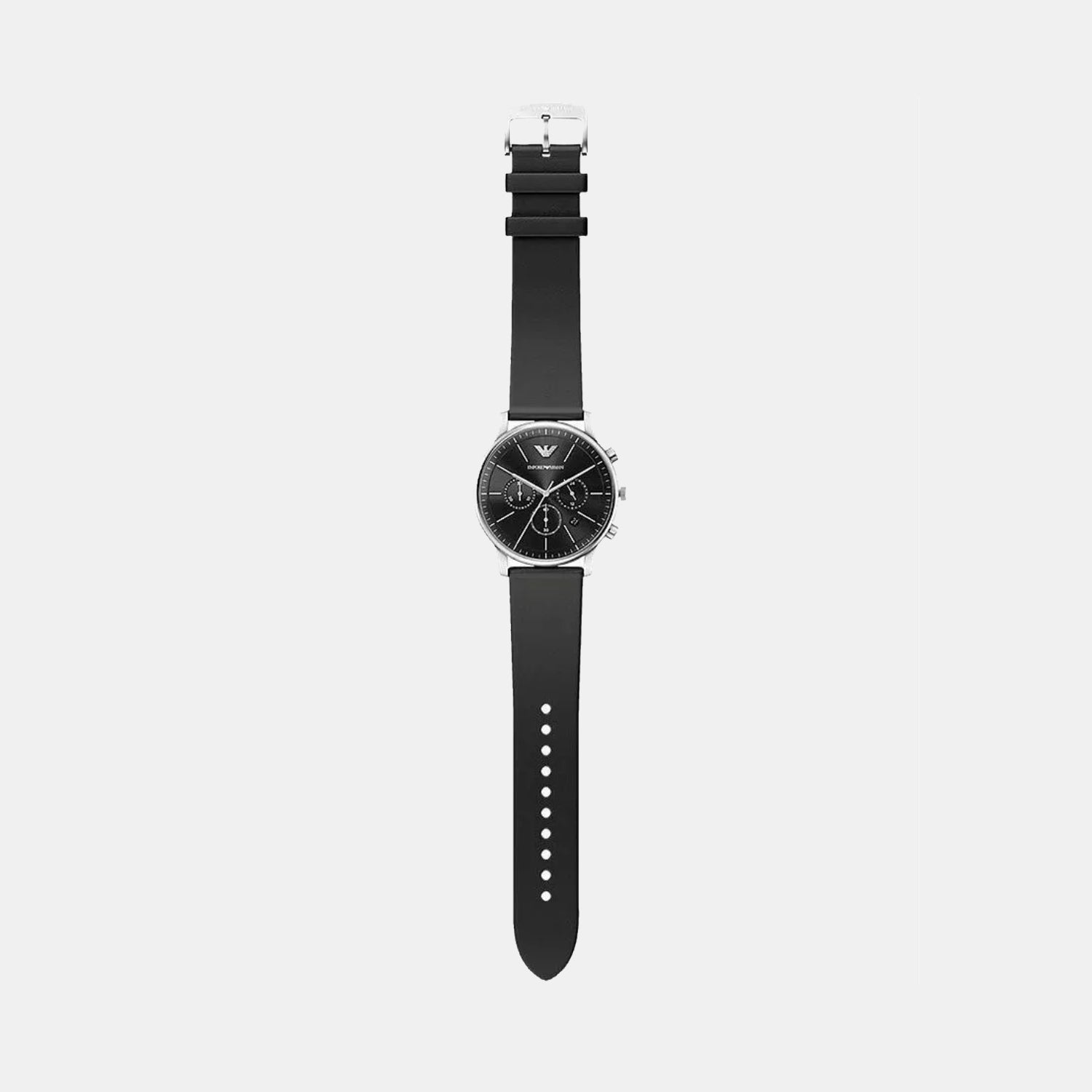 Minimalist Men Quartz Black Dial Chronograph Leather Watch AR11774