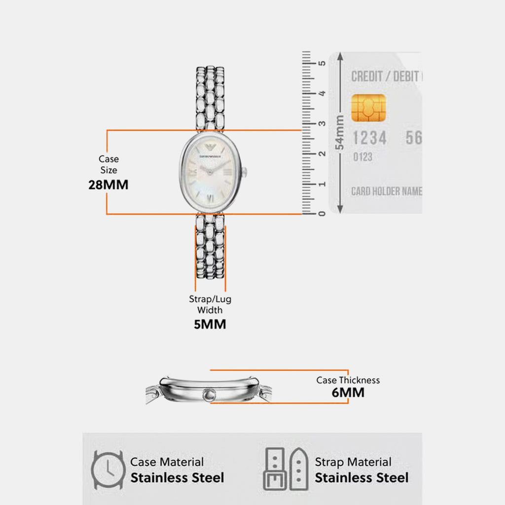 Women Quartz Mother Of Pearl Dial Analog Stainless Steel Watch AR11776
