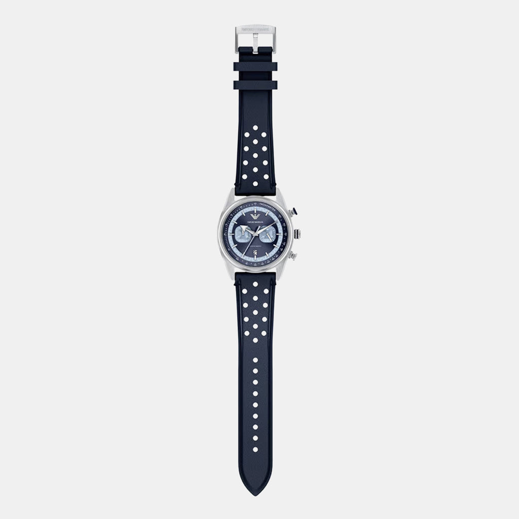 Men Quartz Blue Dial Chronograph Leather Watch AR11781