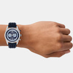 Men Quartz Blue Dial Chronograph Leather Watch AR11781