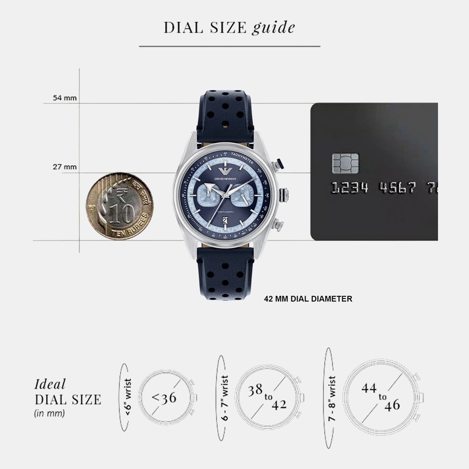 Men Quartz Blue Dial Chronograph Leather Watch AR11781