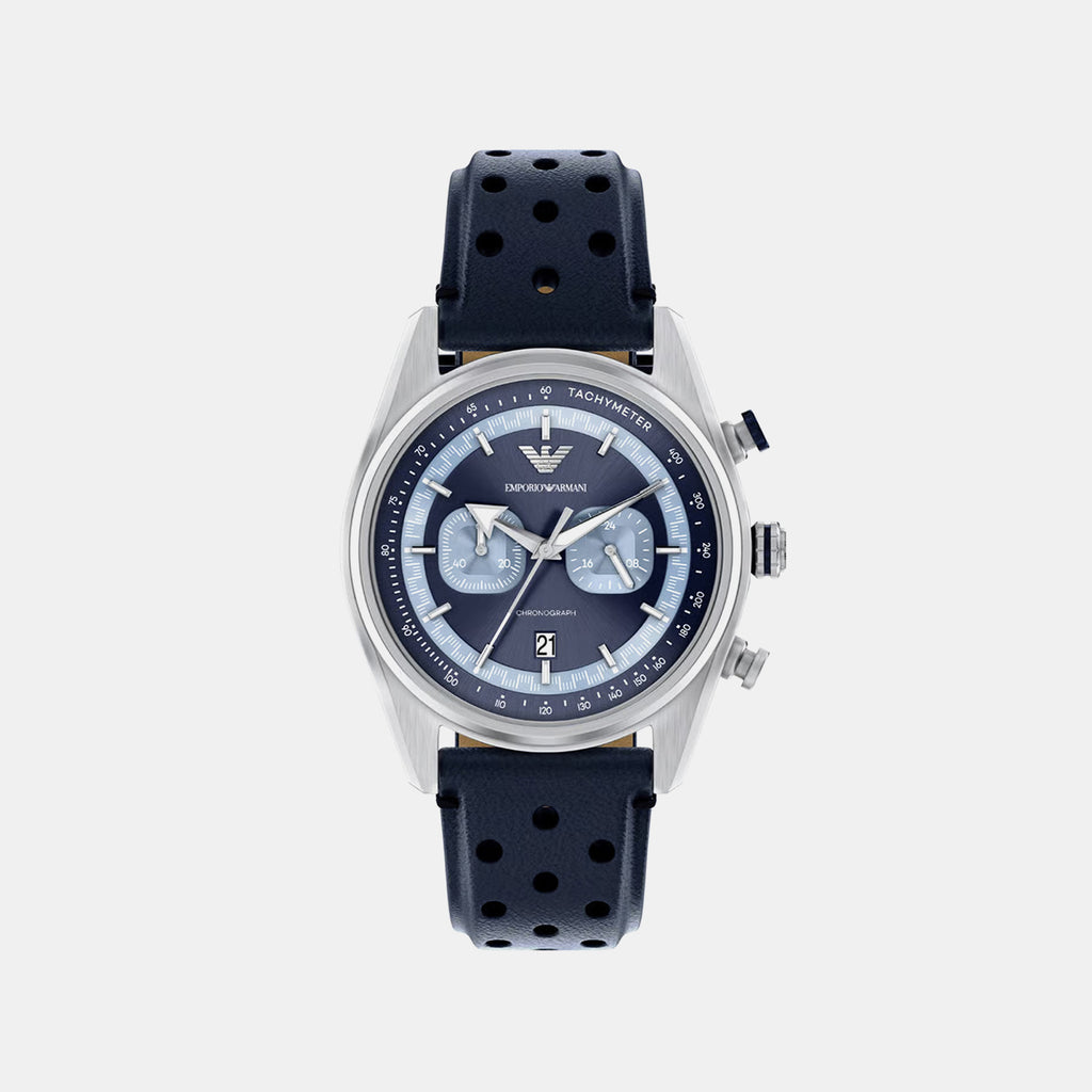 Men Quartz Blue Dial Chronograph Leather Watch AR11781
