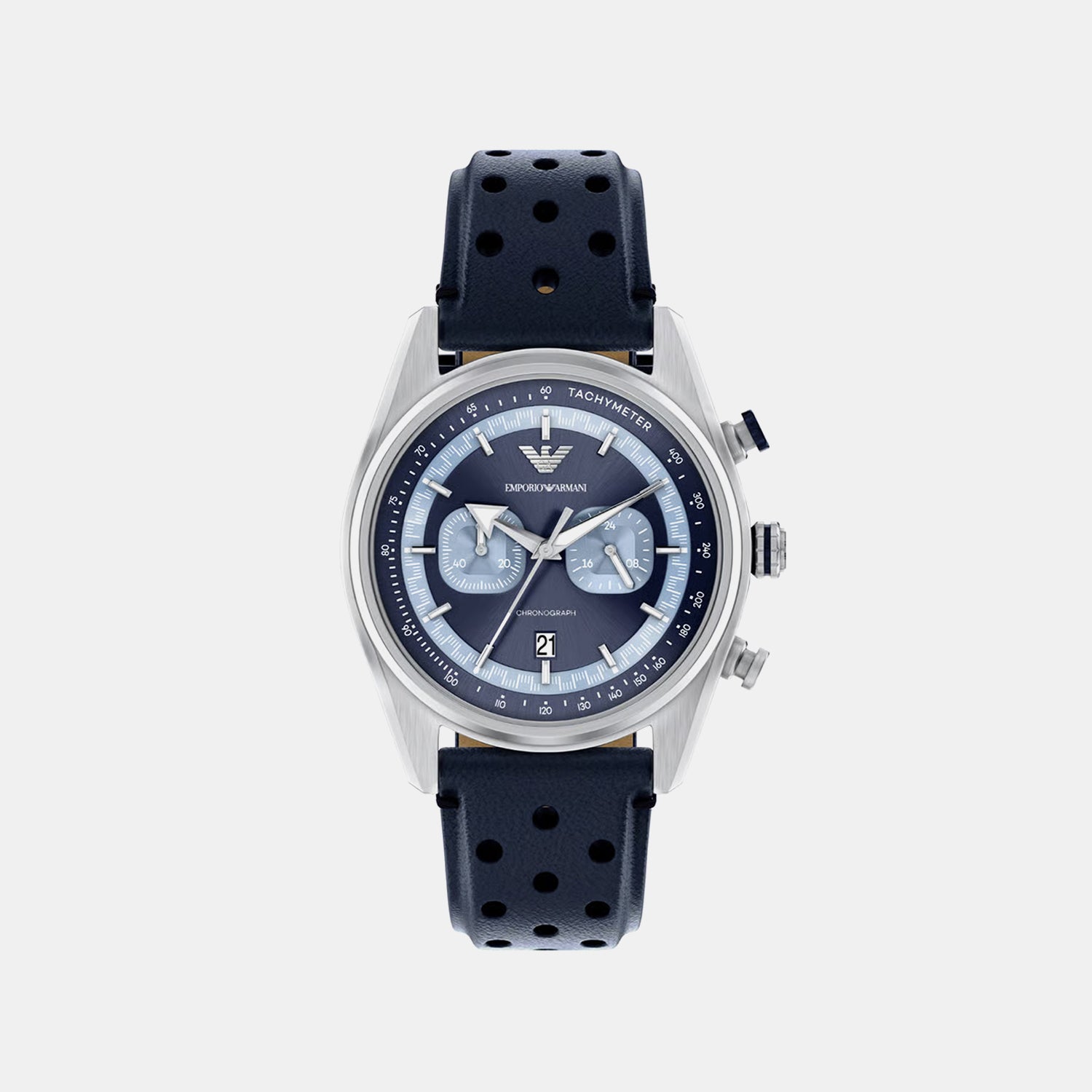 Men Quartz Blue Dial Chronograph Leather Watch AR11781